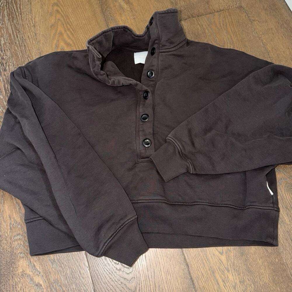 Citizens of Humanity Mirelle Funnel Neck Sweatshirt Top Dark Brown Sz S - Picture 5 of 9
